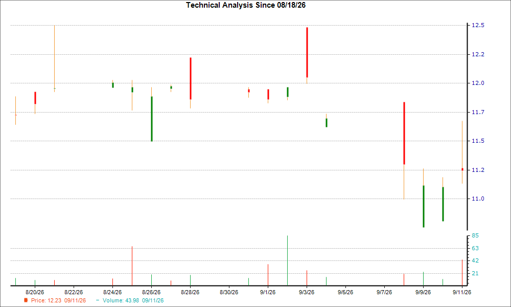 1-month candlestick chart for BRDCY