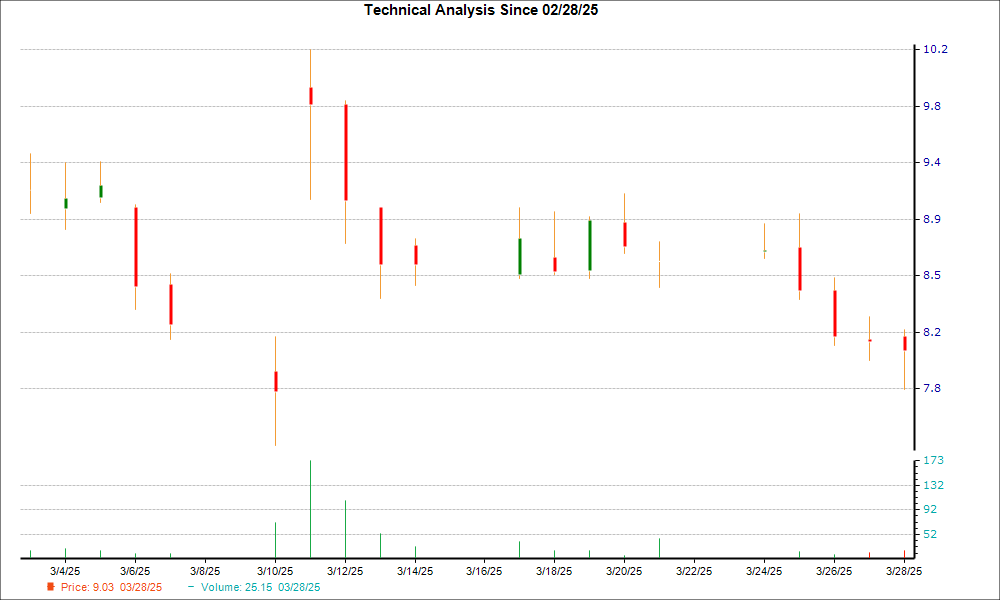 1-month candlestick chart for BVS