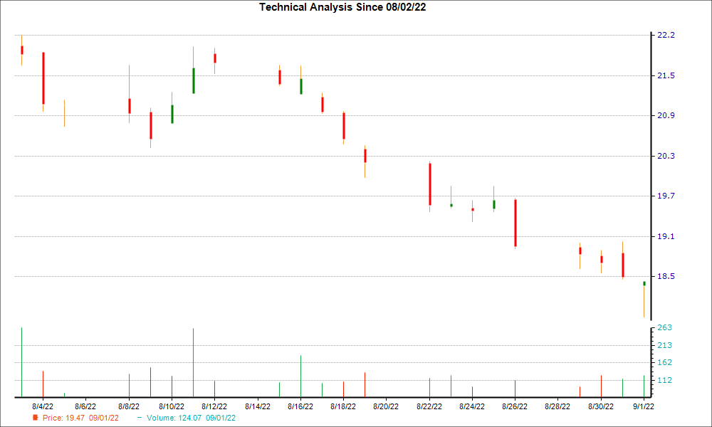 1-month candlestick chart for DEI