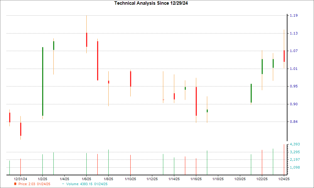 1-month candlestick chart for DNN