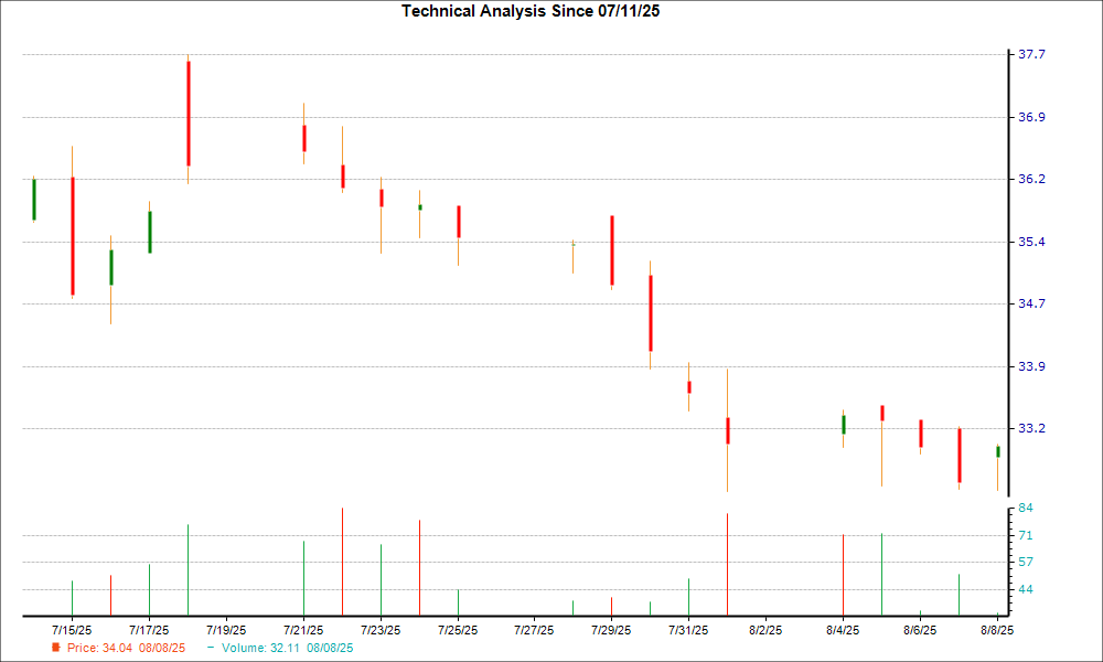 1-month candlestick chart for FFIN