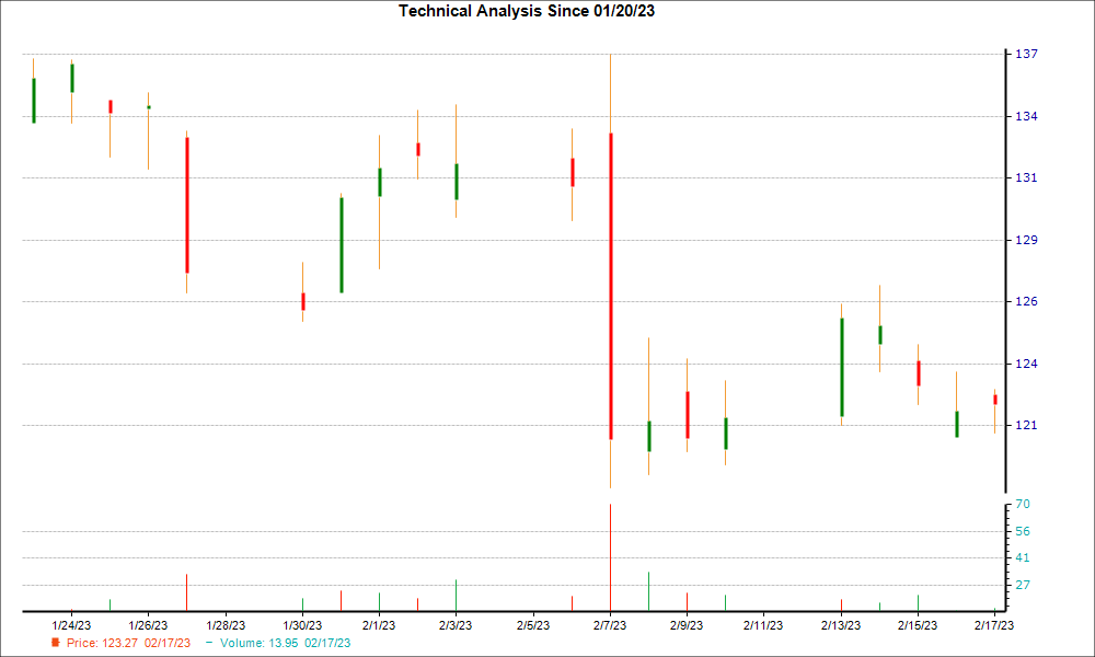 1-month candlestick chart for FN