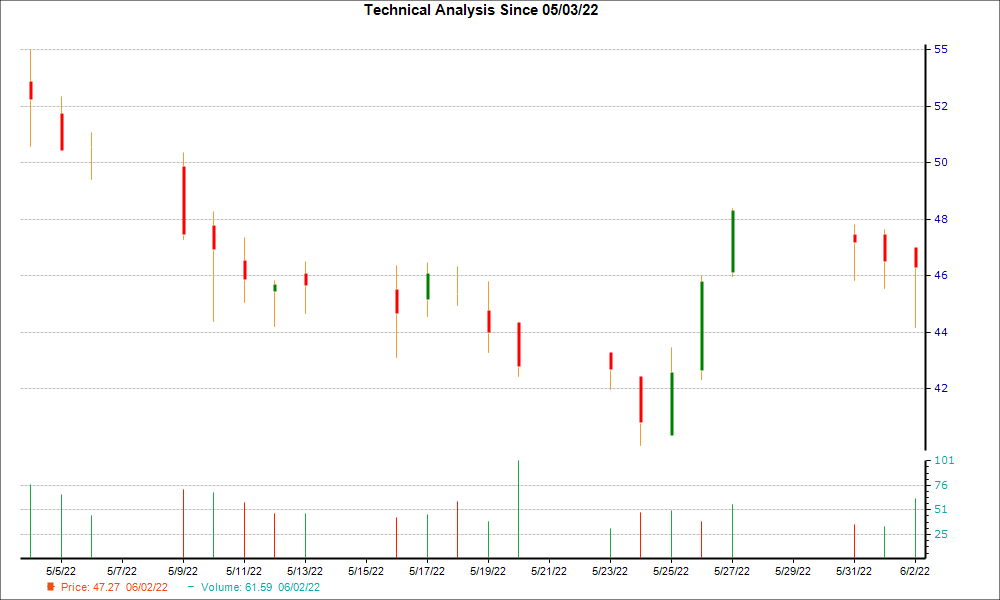 1-month candlestick chart for FUN