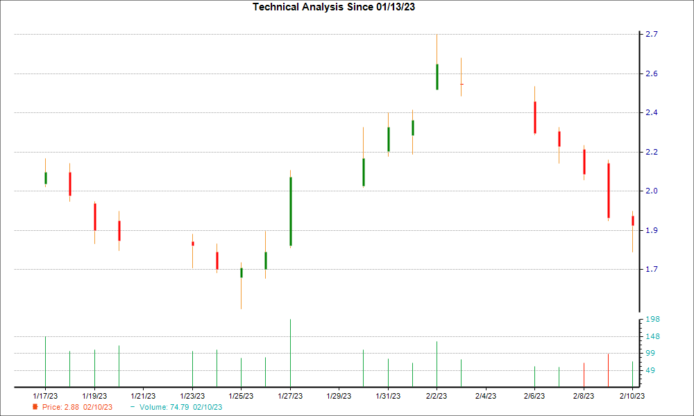 1-month candlestick chart for HNST