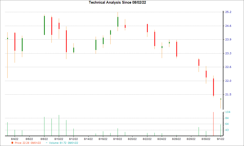 1-month candlestick chart for IMXI