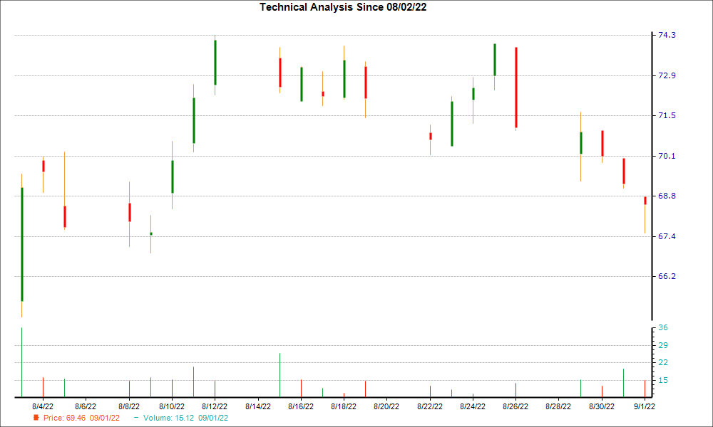 1-month candlestick chart for NGVT