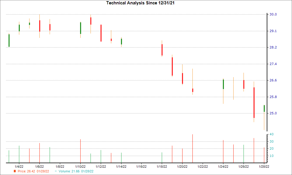 1-month candlestick chart for NTGR