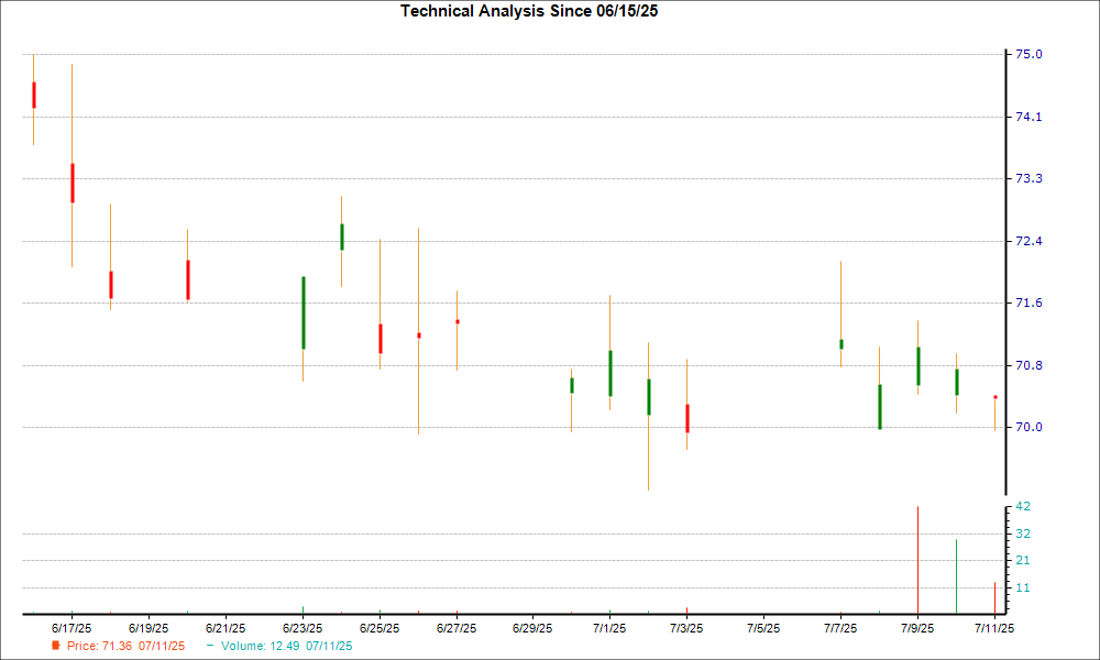 1-month candlestick chart for NVZMY