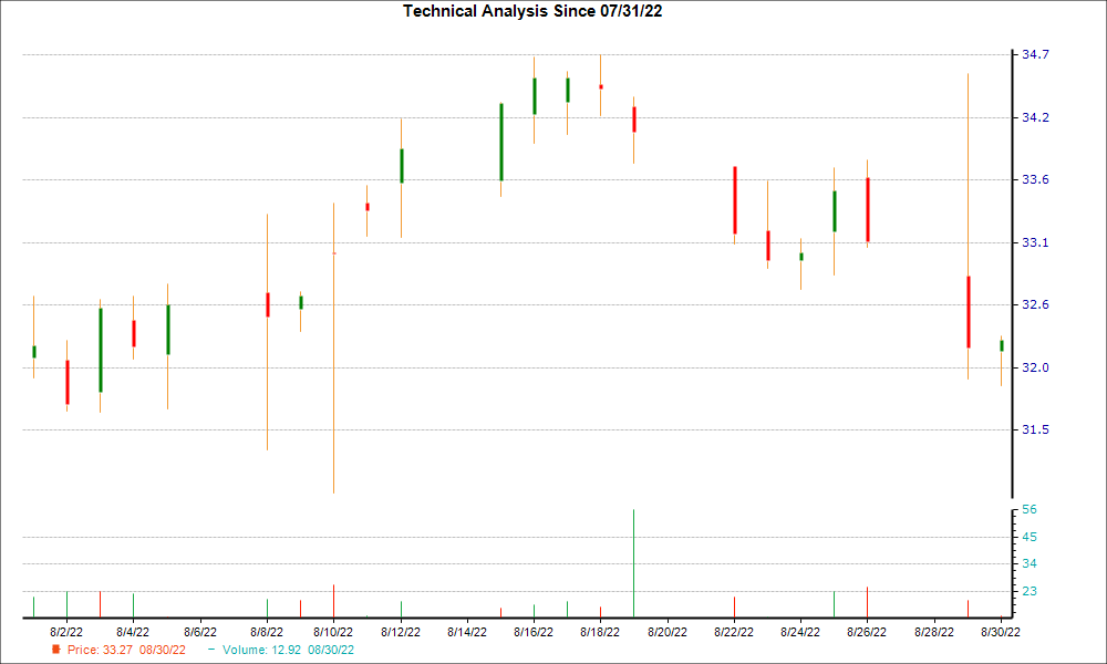 1-month candlestick chart for RNST