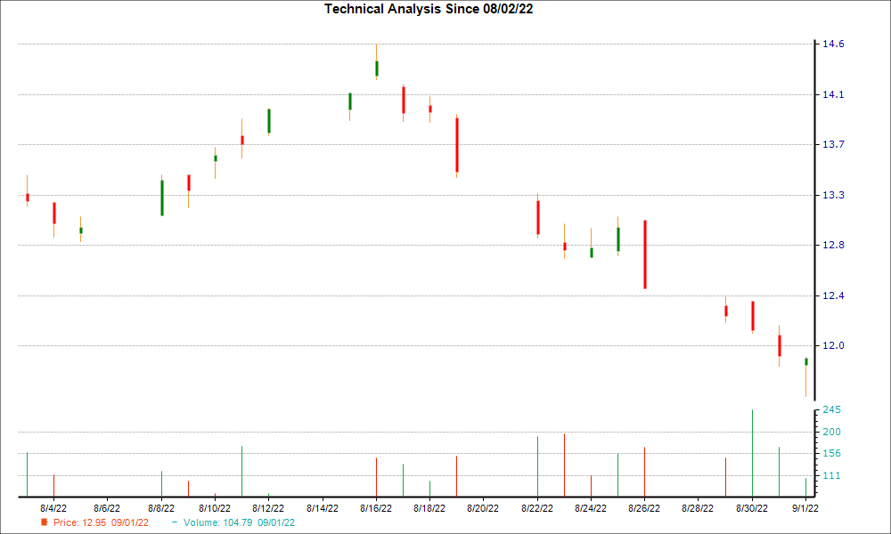 1-month candlestick chart for SITC