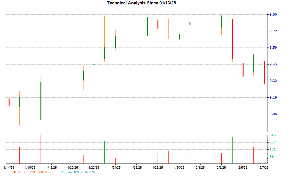 1-month candlestick chart for SUZ