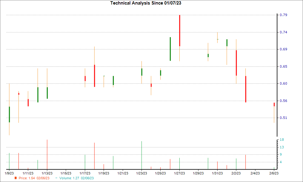 1-month candlestick chart for USNZY