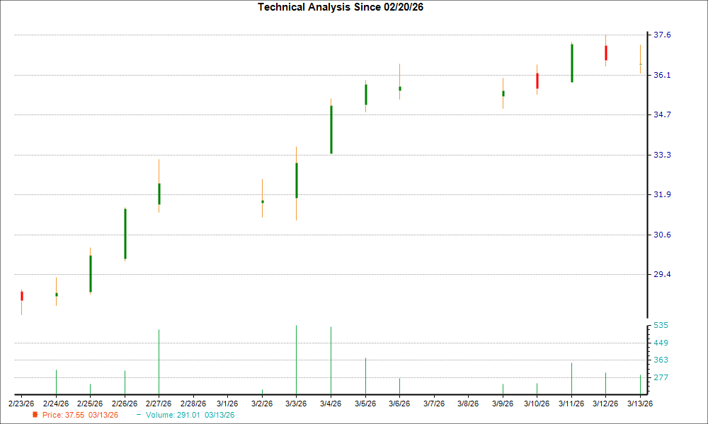 1-month candlestick chart for VSNT