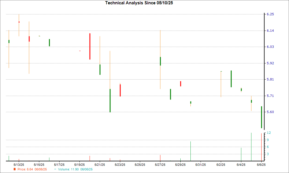 1-month candlestick chart for WYNMY